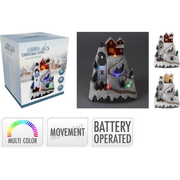 CHRISTMAS SCENE WITH LED 21CM - ASSORTED DESIGNS