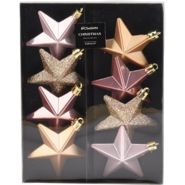 STAR HANGING DECORATION 6.5CM 8PCS