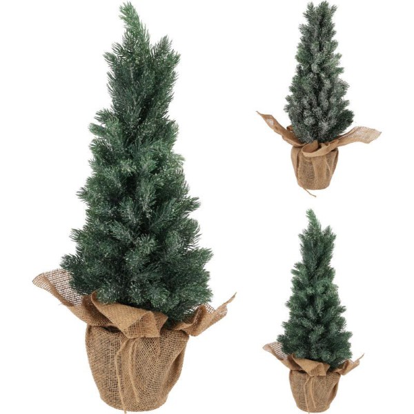 CHRISTMAS TREE ΙΝ BURLAP POT 65CM - ASSORTED DESIGNS