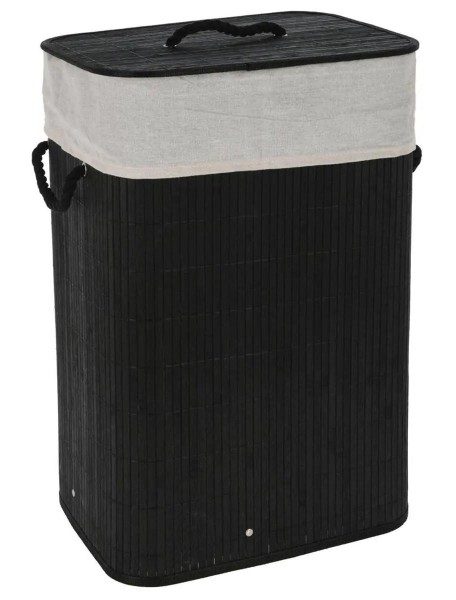 LAUNDRY BASKET BAMBOO FOLDABLE BLACK 40X30X60CM