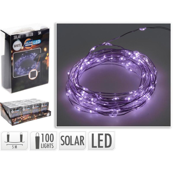 DECORATIVE SOLAR LED LIGHTS 100PCS 5M - COOL WHITE