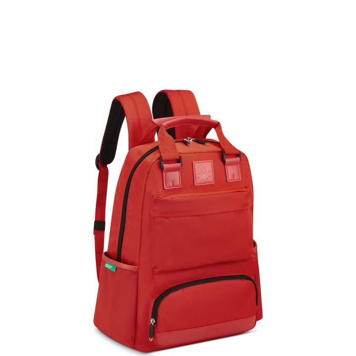 Delsey Paris x United Colors of Benetton - Color Block - Backpack 15.6 Inch Laptop Compartment - Red