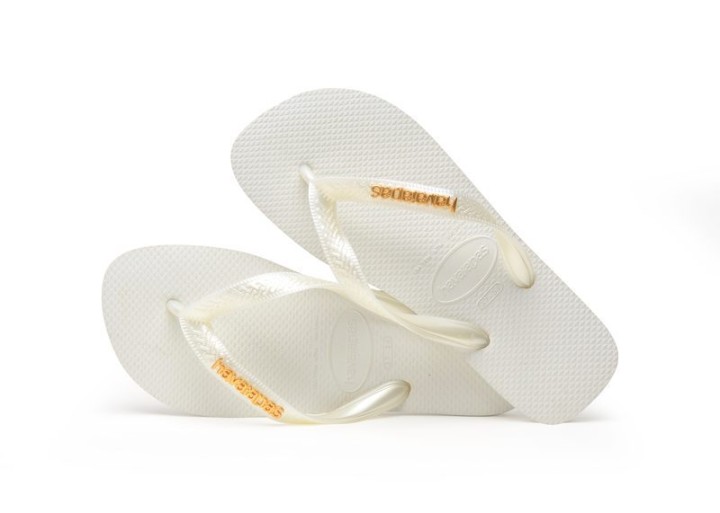 Havaianas Top Logo Metallic Flip Flops White 41-42