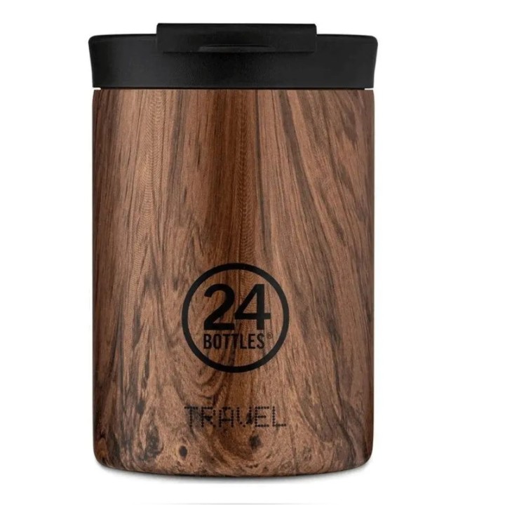 24 Bottles Travel Tumbler Stainless Steel Mug 350Ml Sequoia Wood