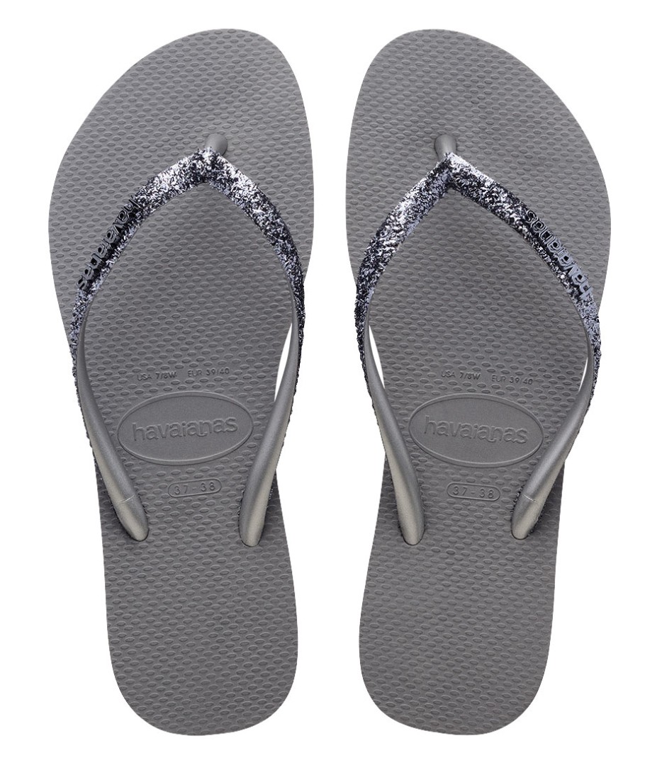 Havaianas Flips Flops Slim Glitter Ii Steel Grey Colour Size  37/38