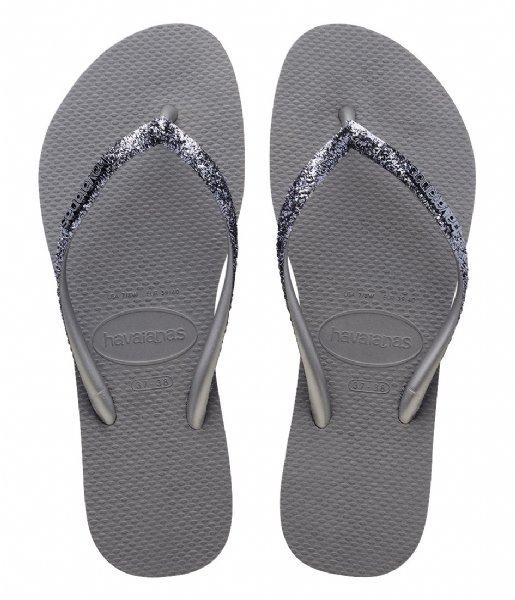 Havaianas Slim Glitter Ii Steel Grey Flip Flops  Summer Footwear Size 41/42