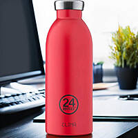 24Bottles Clima Insulated Stainless Steel Water Bottle Stone Hot Red 500ml - Thermos
