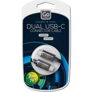 Go Travel Charge Sync Dual Usbc Cable Black 2M