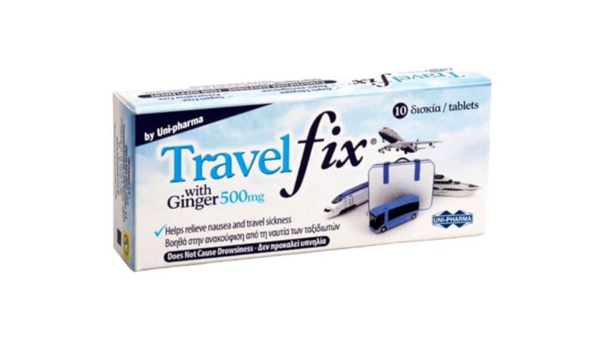 Unipharma Travel Fix Με Ginger Συμπλήρωμα Διατροφής Για Τη Ναυτία 500mg, 10Tabs