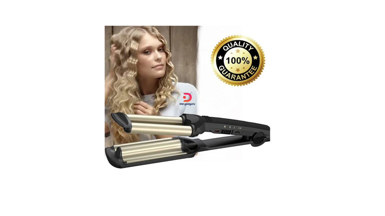 700U#Kemei®KM-2022 Hair Styler Professional 3 Barrels Big Wave Curler Iron Curling Hair