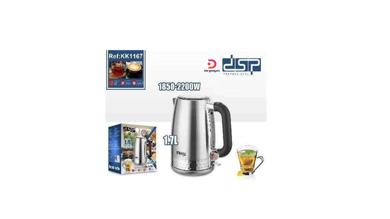 642A2#DSP®KK1167 Electric Kettle 1850-2200W 1.7L with measuring cup – Silver