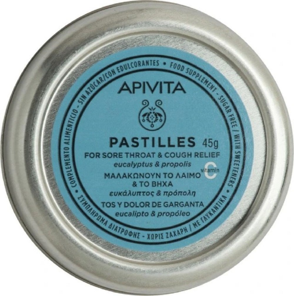Apivita Pastilles For Sore Throat Propoline Eucalyptus & Propolis Pastilles 45G