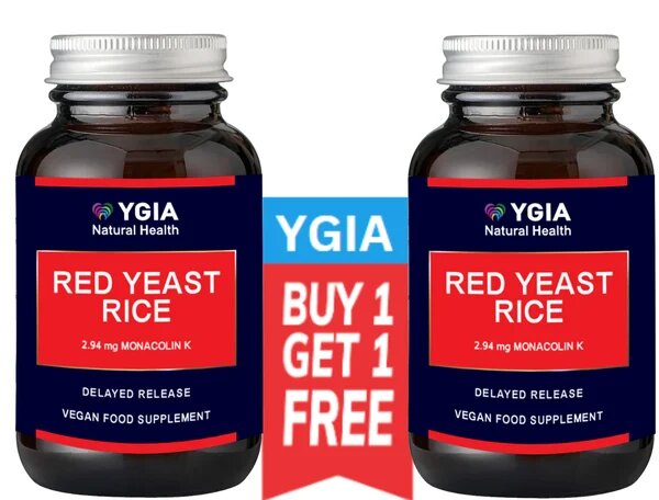 Ygia Red Yeast Rice (1+1Free), Vegicaps, 2×60 X 500Mg