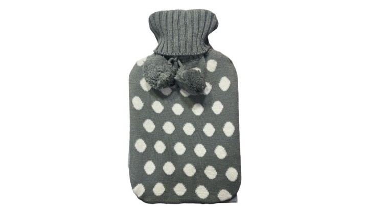 Avivo Hot Water Bottle, Grey Knitted Polka Dots