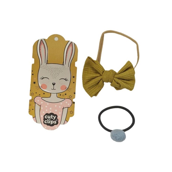 Cuty Clips Boss Bunny Kids Headband & Hair Scrunchie No4 – Gold