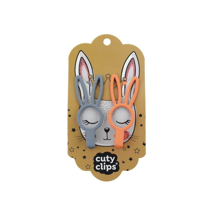 Cuty Clips Bunny Eyes Kids Bones with Clip 2Pcs. No11 – Grey & Orange