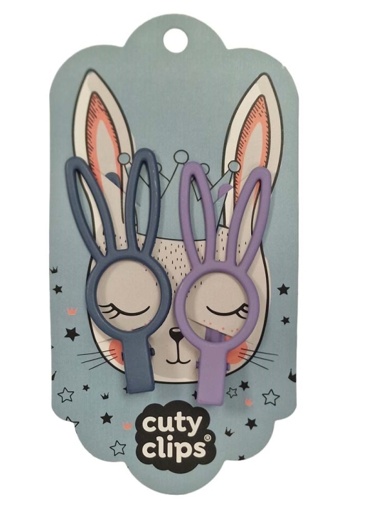 Cuty Clips Bunny Eyes Kids Bones with Clip 2Pcs. No12 – Blue & Purple