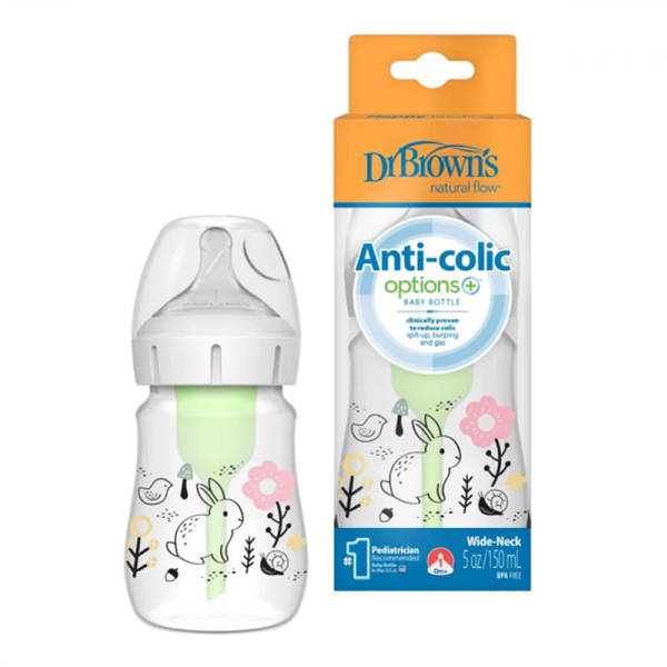 Dr. Brown'S Anti-Colic Options+ Wide-Neck Bunny Girl 0M+ 150Mlbottle