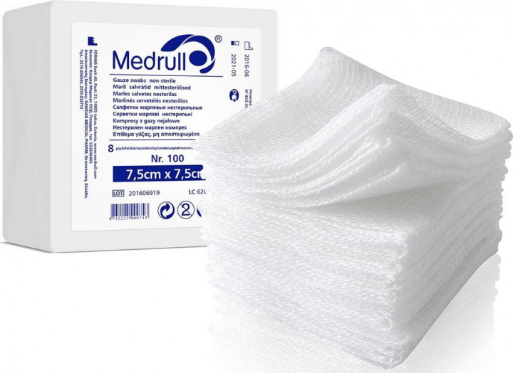 Medrull Gauze Non Sterile Swabs 7.5Cm*7.5Cm, Gauzes, 100