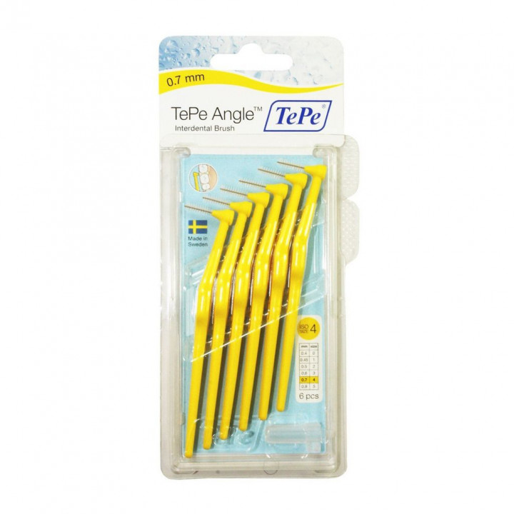 Tepe Interdental Brush Angle Yellow 4 (0.7Mm) 6Pcs