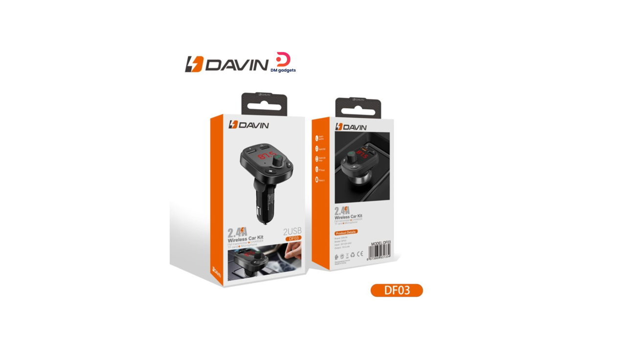 327D#DAVIN®DF03 Wireless Car Kit FM Transmitter + Charger + U-Disk Black