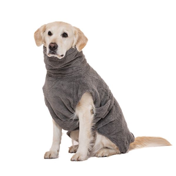 Lills Dog Bathrobe Organic Cotton Stone Grey L