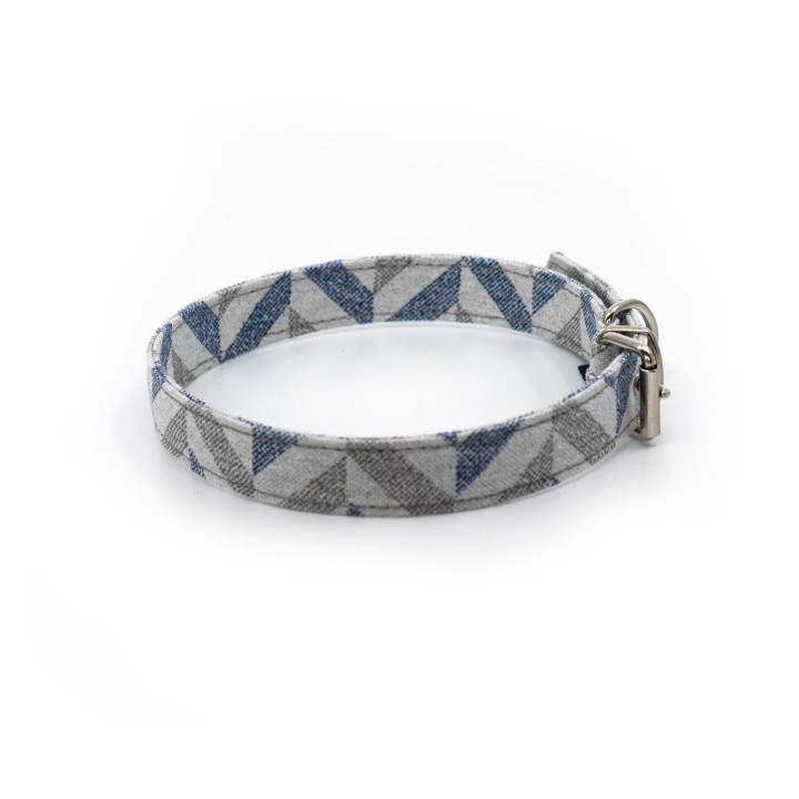 Project Blu Danube - Eco-Fabric Dog Collar - Blue Chevron Xs