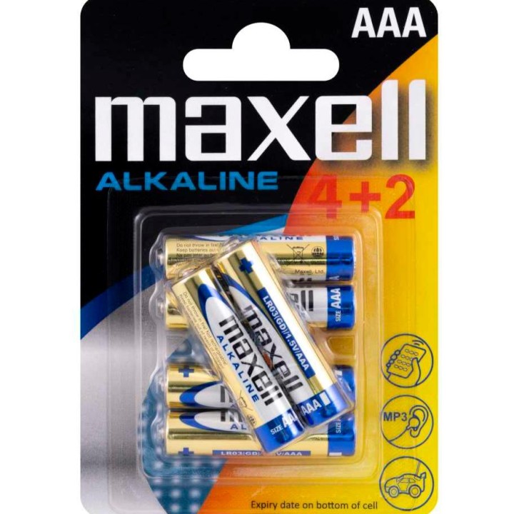 MAXELL BATTERIES AAA LR03 4+2PK BLIST 4902580164461 (BRAND NEW)