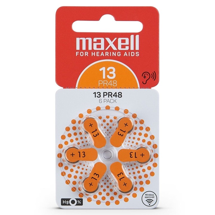 MAXELL BATTERIES PR48 (13) 6BS ZINC AIR FOR HEARING AIDS (BRAND NEW)