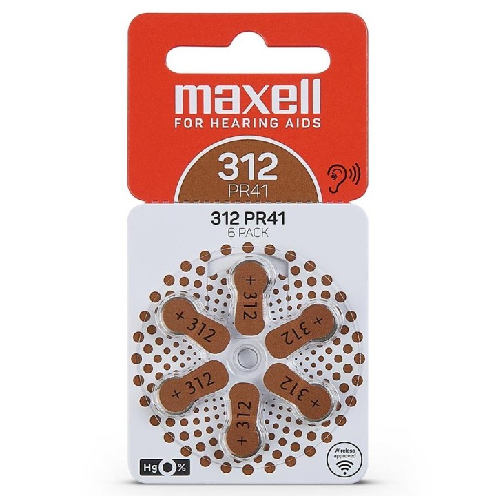 MAXELL BATTERIES PR41 (312) 6BS ZINC AIR FOR HEARING AIDS 4043752334524 (BRAND NEW)