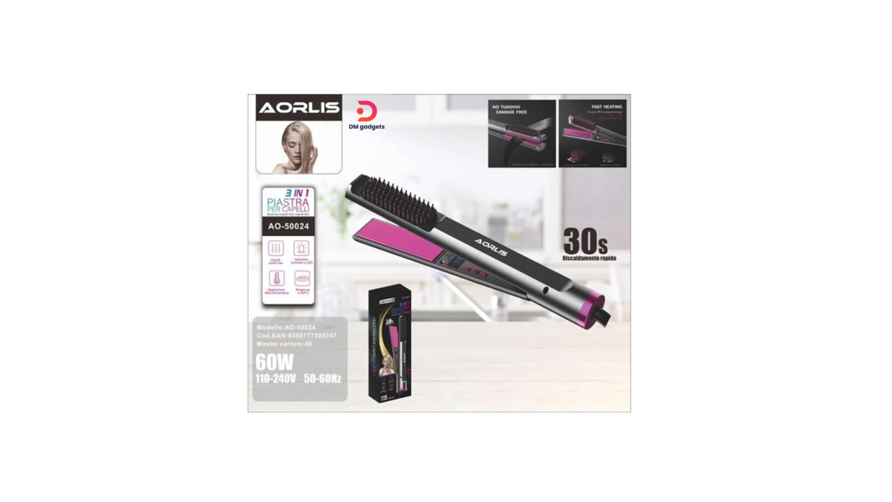 700W2#AORLIS®A0-50024 Hair Straightener and Curler 60W Silver-Pink