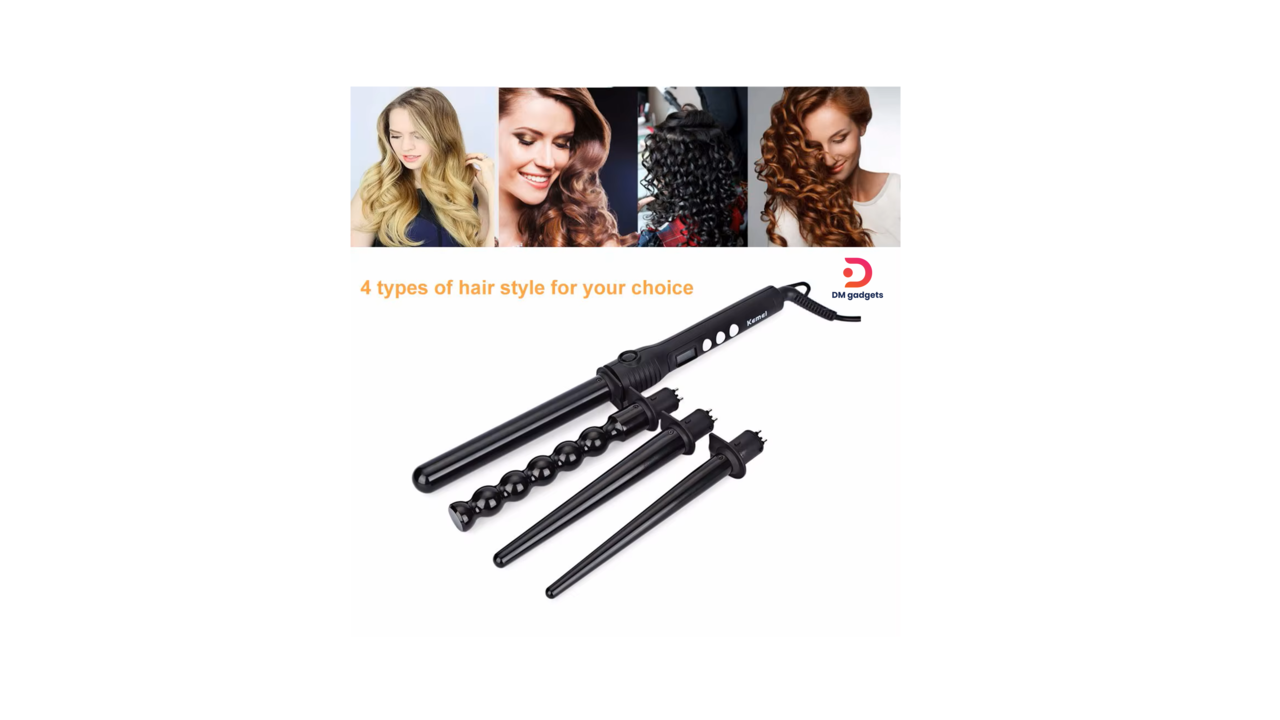 700W5#Kemei®KM-4083 4 in 1 Professional Makeup Hair Curler Roller Removable Curling Iron Conical Curling Wand