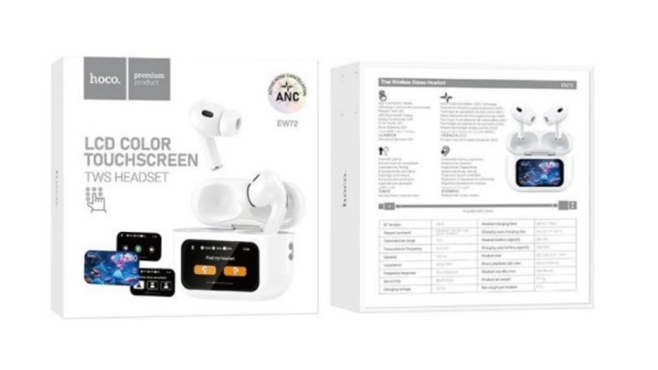 🎧 Hoco EW72 LCD Color Touchscreen TWS Earphones – White