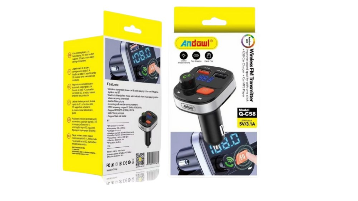 Andowl Q-C58 Wireless FM Transmitter Car Charger