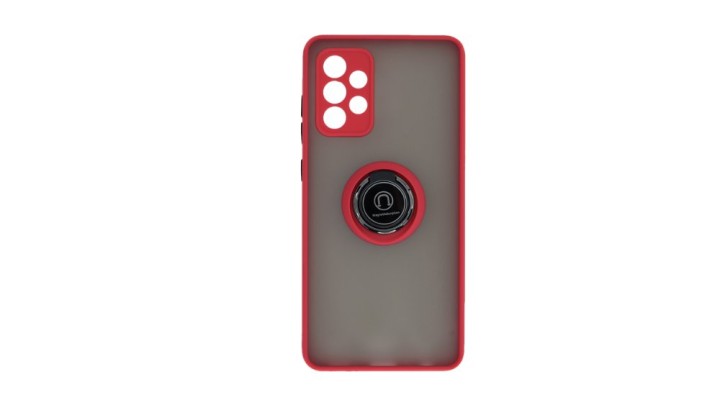 Red Shockproof Case with Ring Stand for Samsung A73 – Matte Back & Magnetic Holder