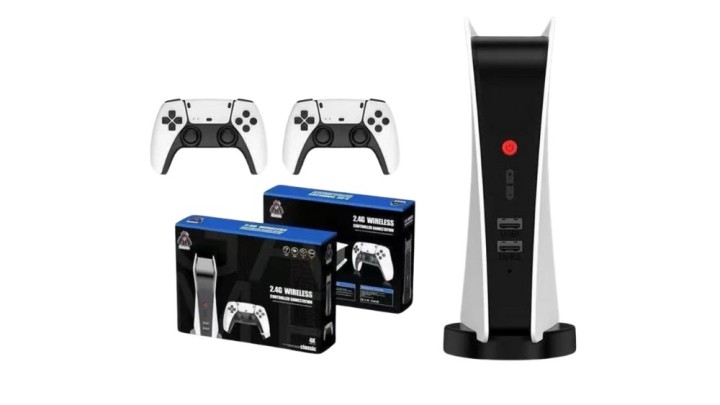 PS5 Style Retro Wireless Game Console with Dual Controllers – 4K Output & 2.4G Connectivity