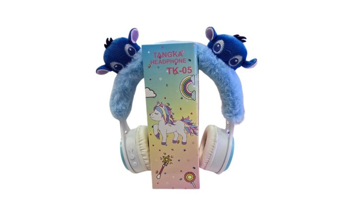 Stitch Kids Bluetooth Headphones – Soft Plush Design, Wireless TK-05, Cute & Comfortable