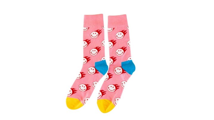 Smiley face pink socks