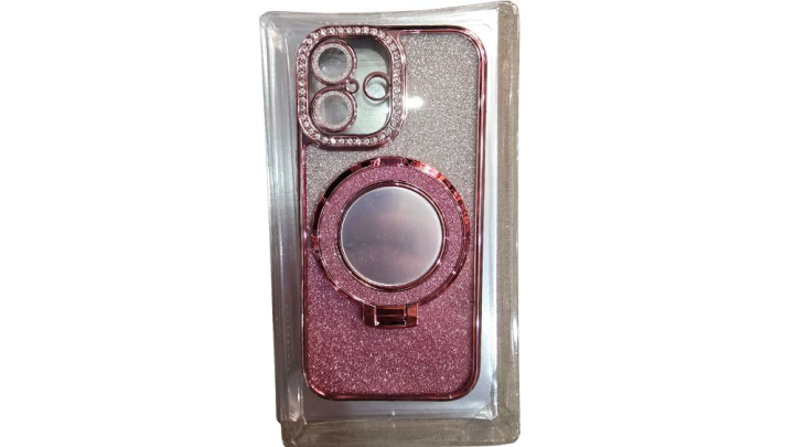 Glitter Pink iPhone Case with Mirror, Ring Holder Iphone 17
