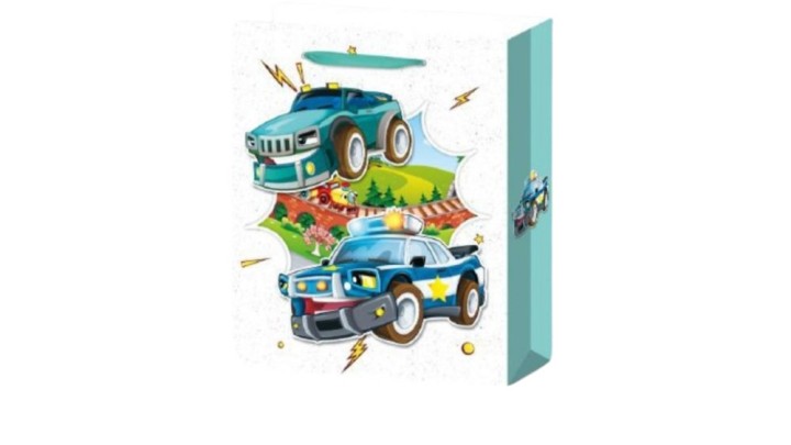 Small Gift bag light blue Car&Police car