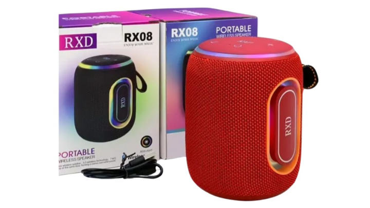 LED Bluetooth Speaker – Cylindrical Portable Wireless Speaker Red