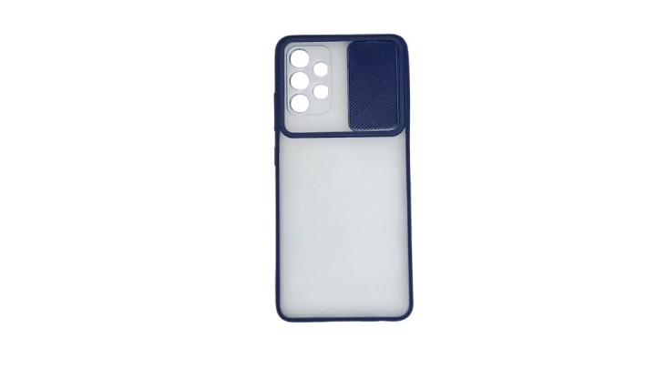 Blue Privacy Camera Cover Case for Samsung A73 – Matte Back with Slide Lens Protector