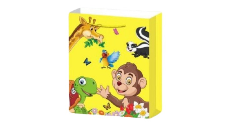 Gift bag yellow with animals
