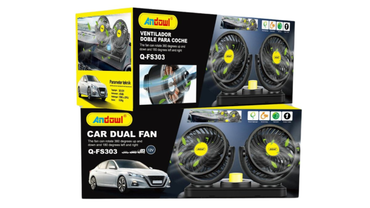 Andowl Q-FS303 Dual Car Fan 12V