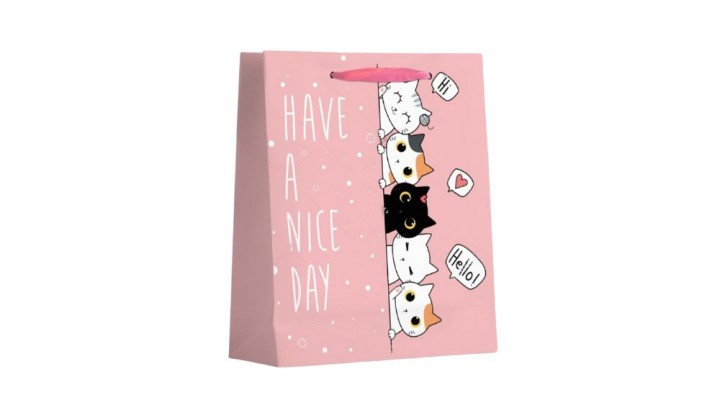 Small Gift bag Pink with cute cats