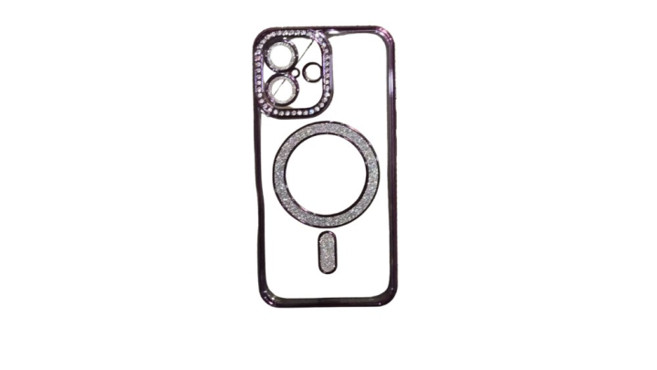 Purple Glitter MagSafe Case with Rhinestone Camera Protector iphone 16