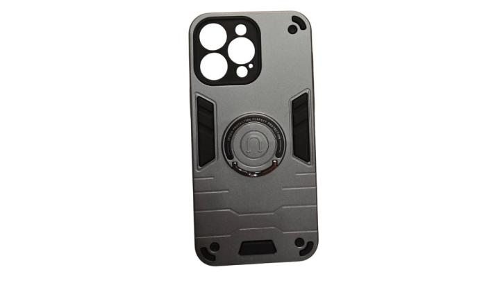 Grey Rugged Armor iPhone 15 pro maxCase with Kickstand Ring