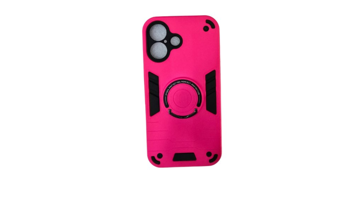 Fuxia Rugged Armor iPhone 16 Case with Kickstand Ring