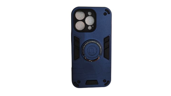 Dark blue Rugged Armor iPhone 16 pro Case with Kickstand Ring