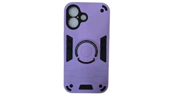 Purple Rugged Armor iPhone 16 Case with Kickstand Ring